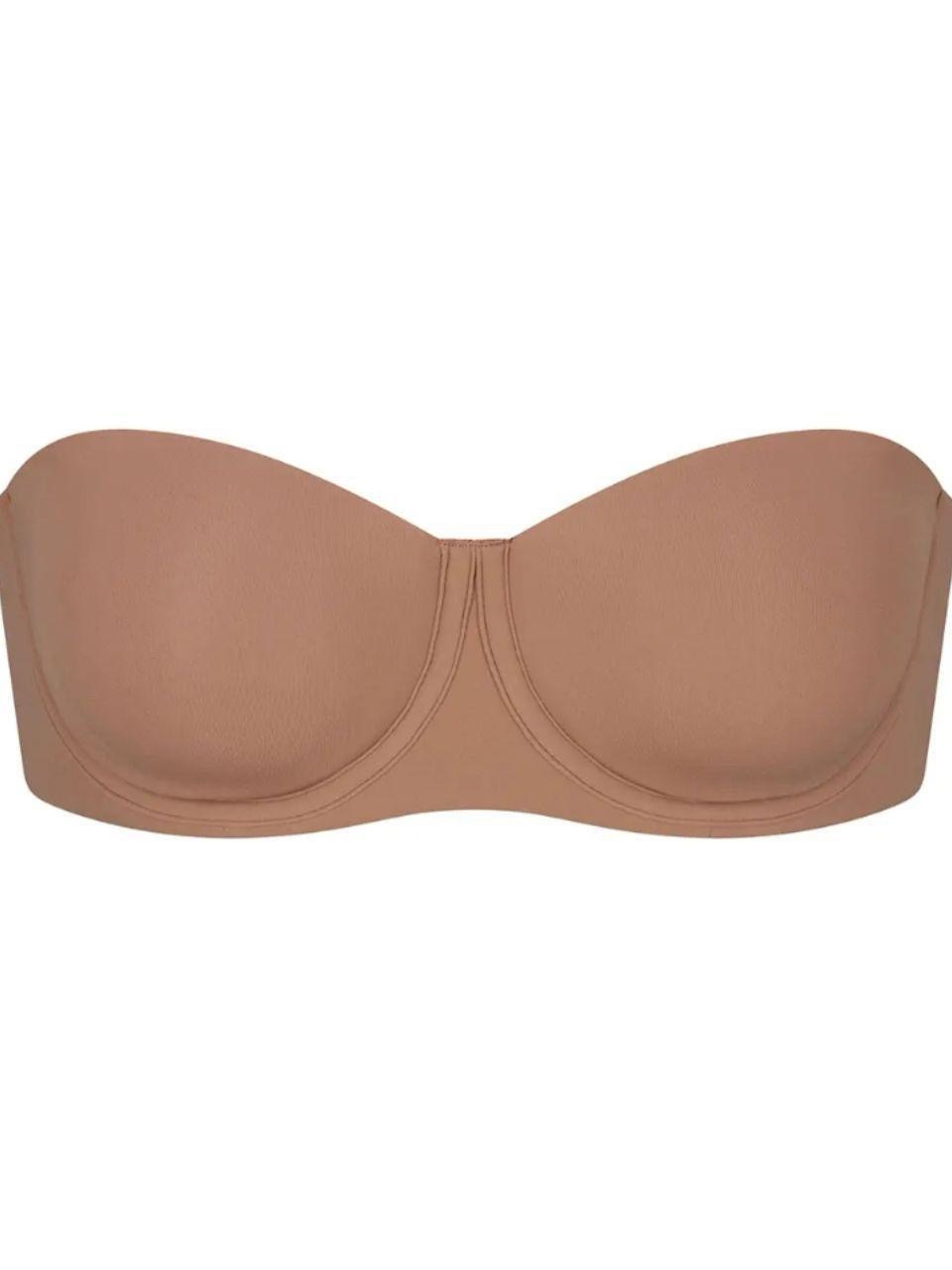 Skims Strapless Seamless Bandeau Bra In Tan